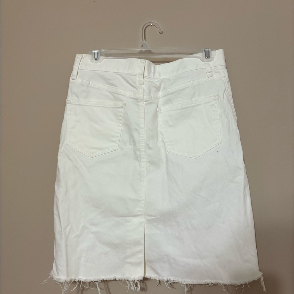 Madewell Women's 27 White Denim A-Line Skirt Frayed Hem Pockets Casual - Picture 3 of 3